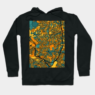 Madrid Map Pattern in Orange & Teal Hoodie